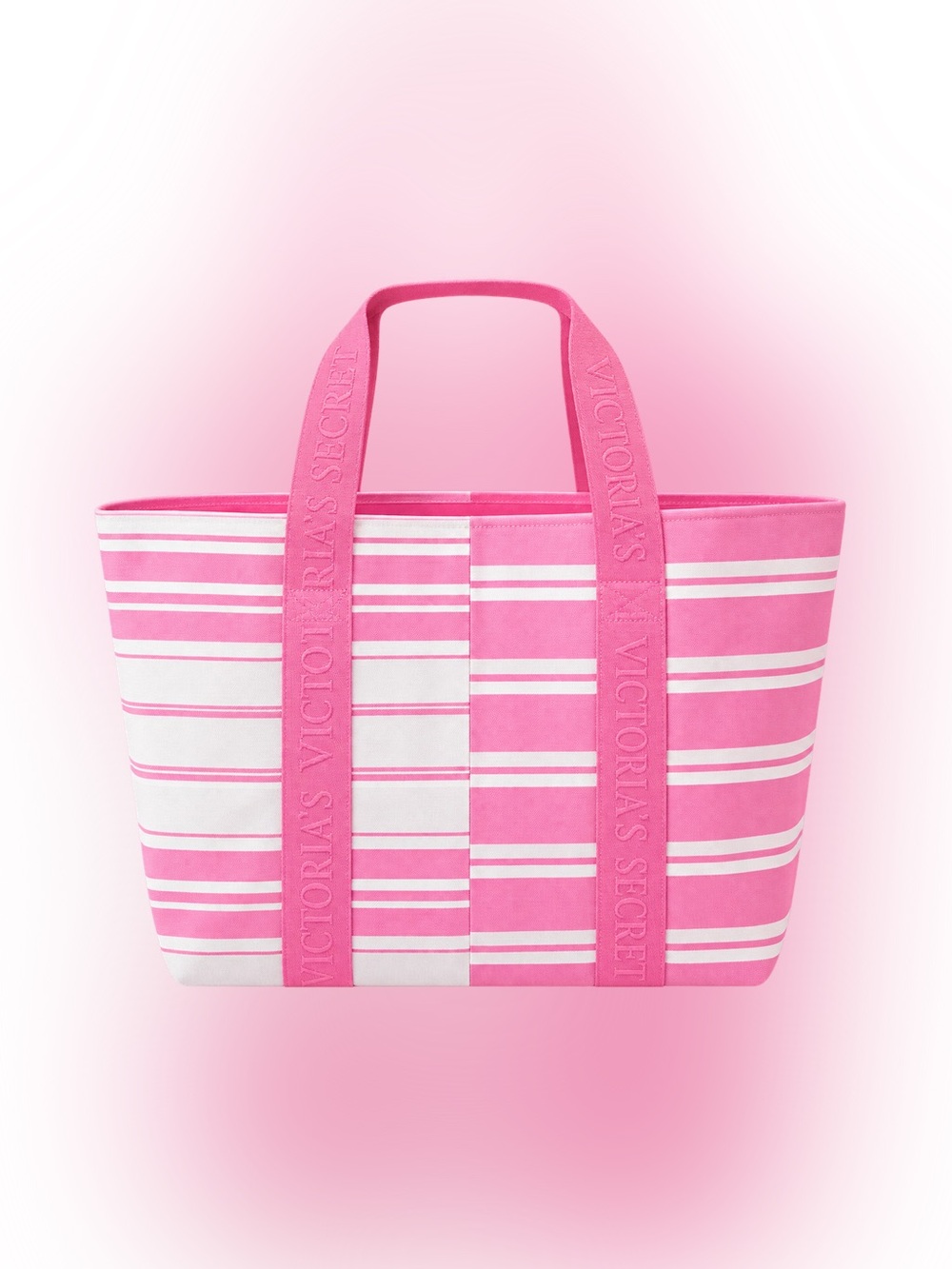 Victoria's Secret Pink Stripe Canvas Tote